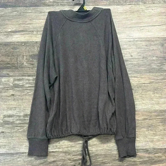 a new day Brown Crew Neck Long Sleeve Tie Front Sweatshirt Soft - Picture 4 of 4